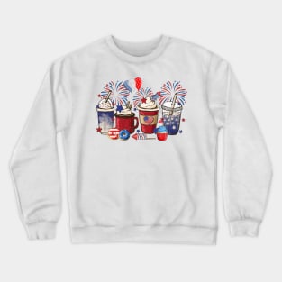 4th of July Coffee Lover Patriotic Ice Cream Red And Blue Crewneck Sweatshirt